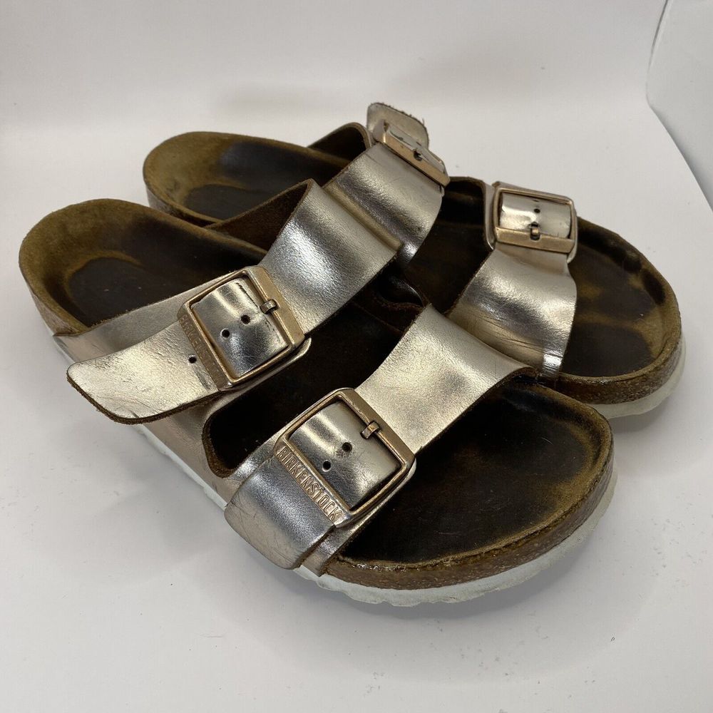 Birkenstocks Arizona Sandals Women's Size 37 US 6 Gold Double Strap